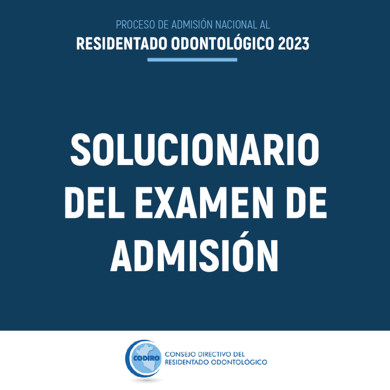 Residentado Odontol Gico Solucionario Del Examen De Admisi N Codiro